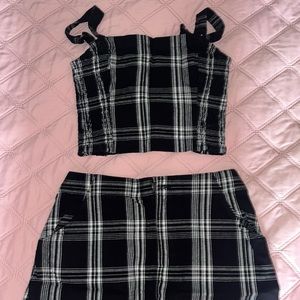 Hollister Black & White Plaid Midi Dress Set